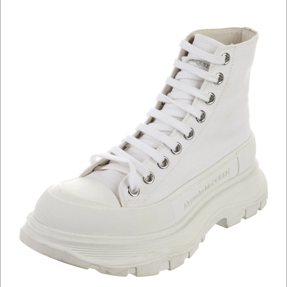Alexander McQueen Women's White Tread Slick High-top Canvas Boots